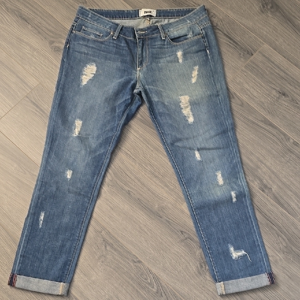PAIGE Blue Skinny Distressed Denim